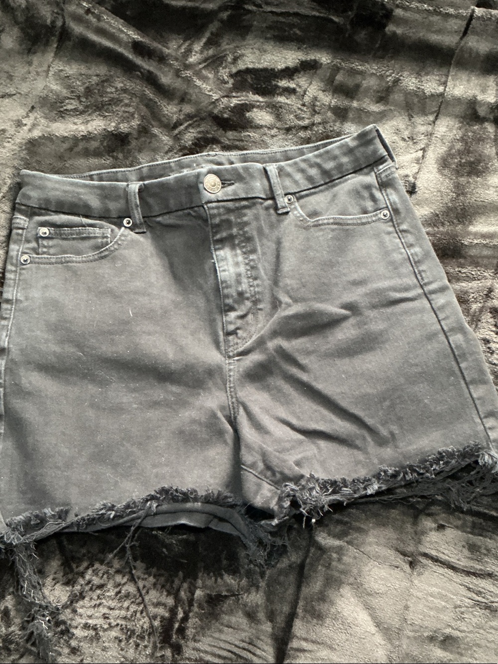 American Eagle Outfitters Black Distressed Denim Cutoff Shorts
